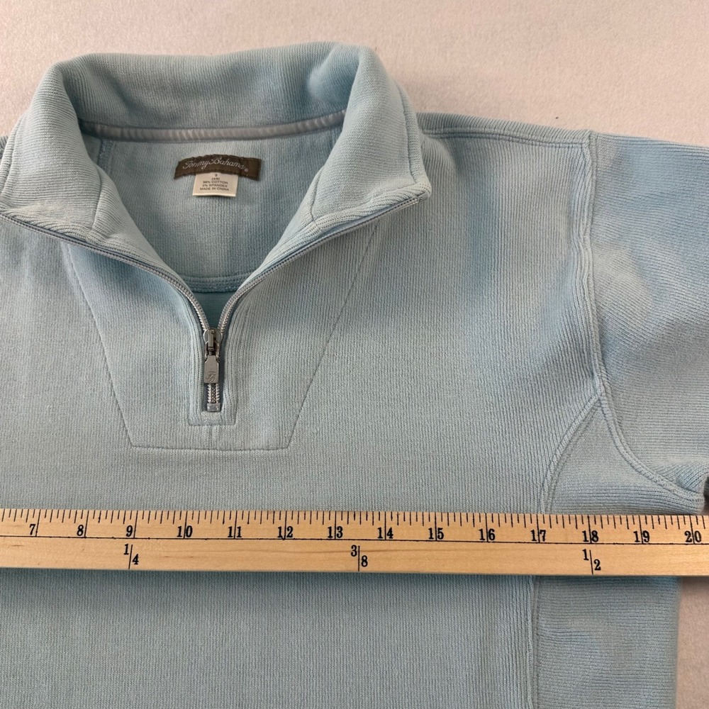 Tommy Bahama Womens Light Blue Ribbed 1/4 Zip Pullover Sweater Small TW2871 - Picture 4 of 8